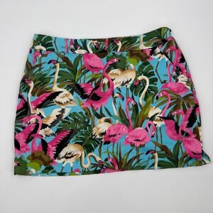 Loudmouth Golf Flamingo Tropical Print Skort Blue Pink Women Size 10 Activewear